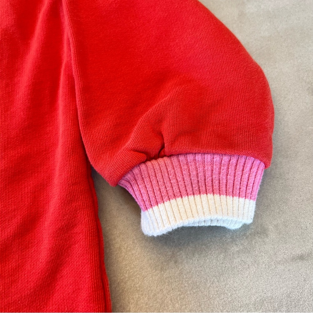 Hanna Andersson Long Sleeve French Terry Dress Red with Pink 3T - Picture 5 of 9